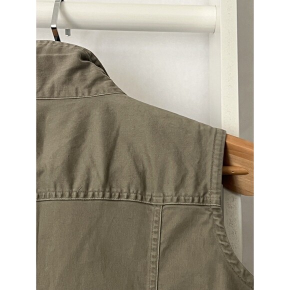 Chico's Design Button Up Twill Vest Womens S (Chico's 0) Khaki Gray Pocket Welt - Picture 11 of 15